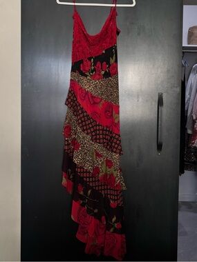 Vintage Victoria’s Secret Red Floral & Leopard Print Slip Dress